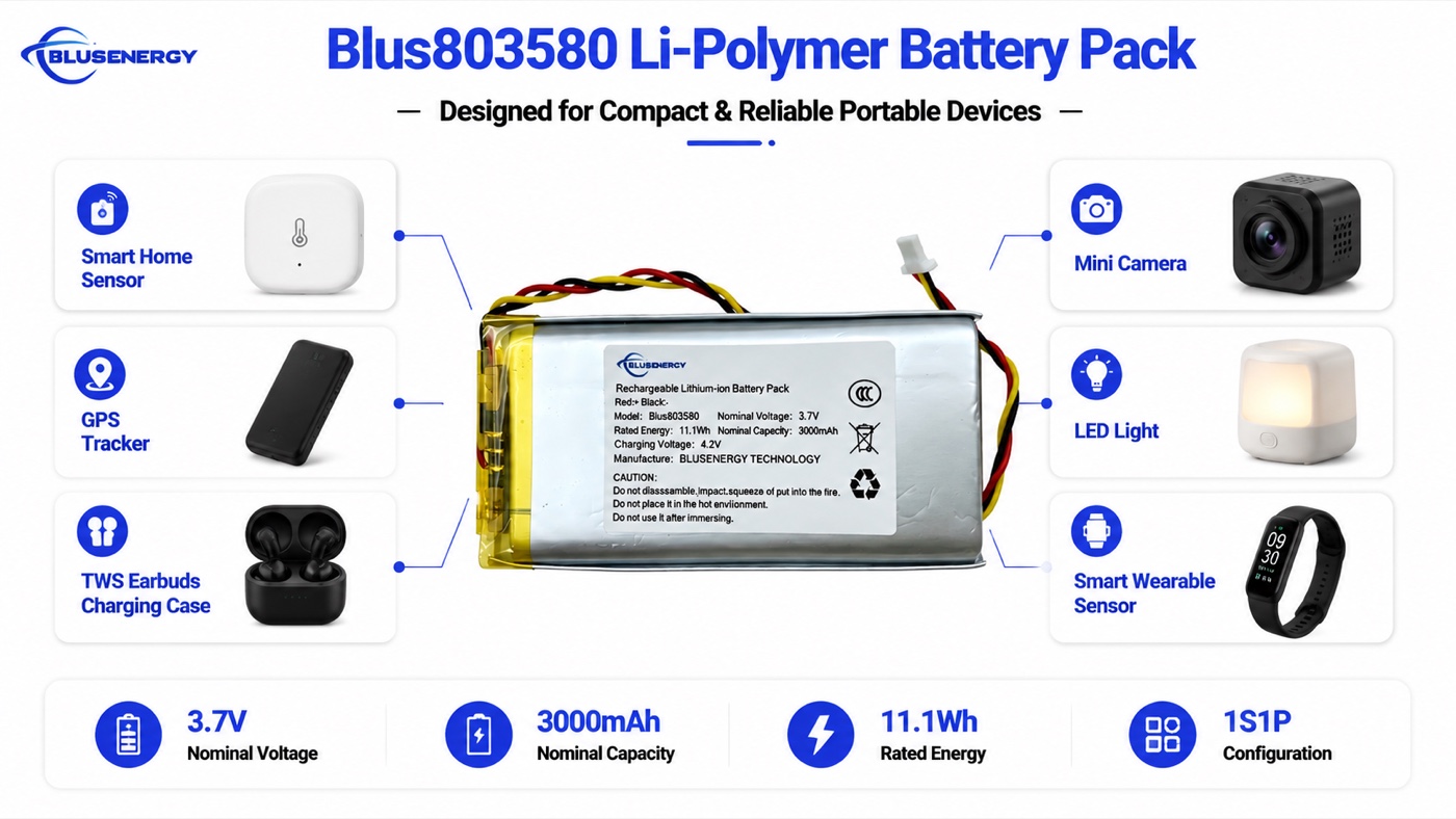 803580 3.7V 3,000mAh Lithium Polymer Battery - Applications